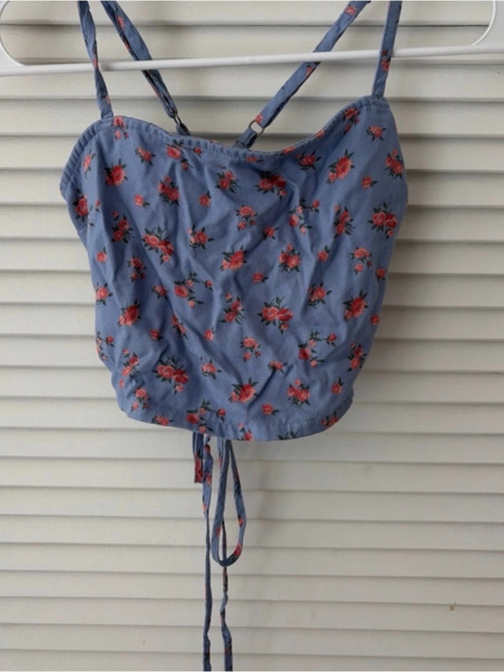Hollister Lavender Blue Floral Drawstring Crop Tank